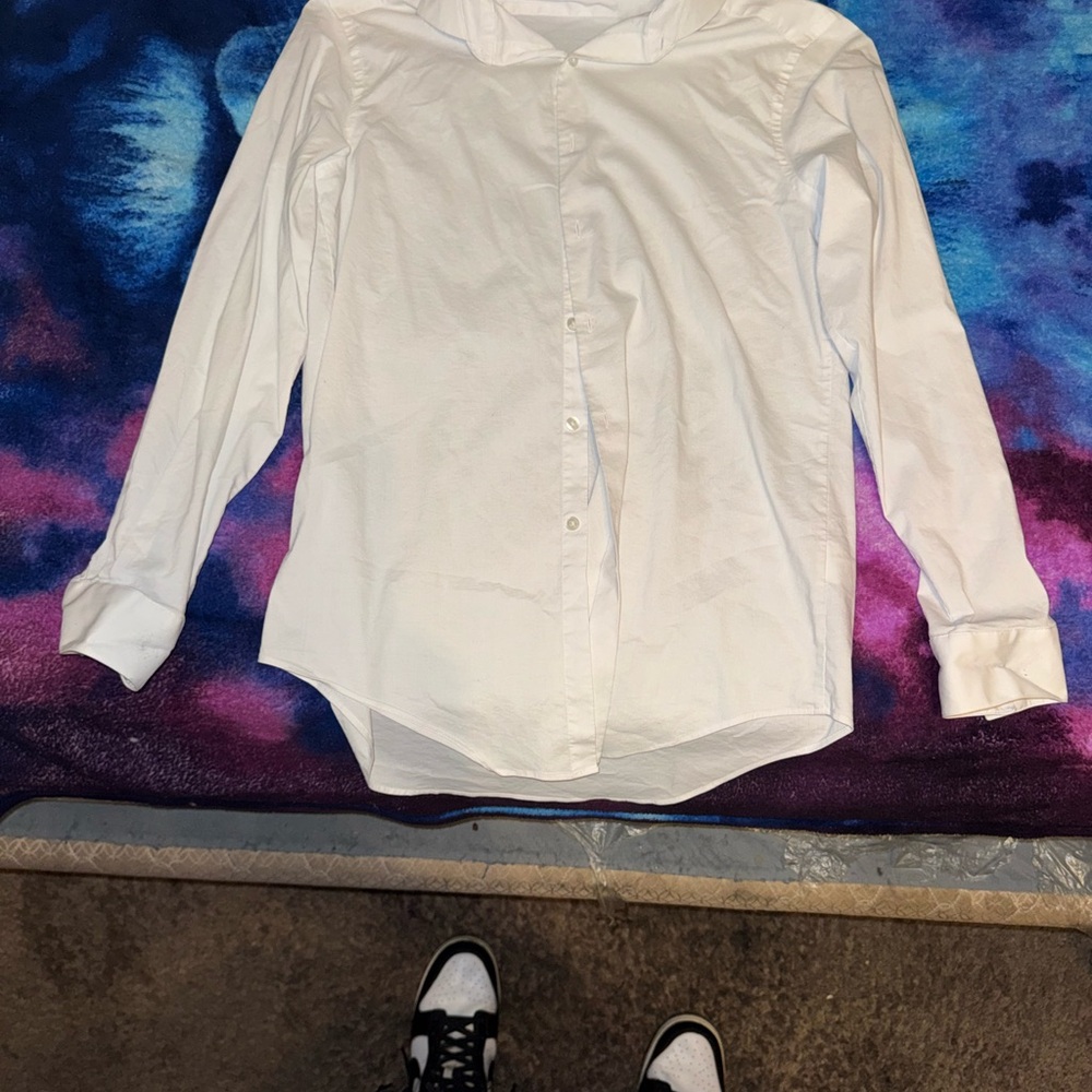 Classic White Men's Casual Button-Down Shirt